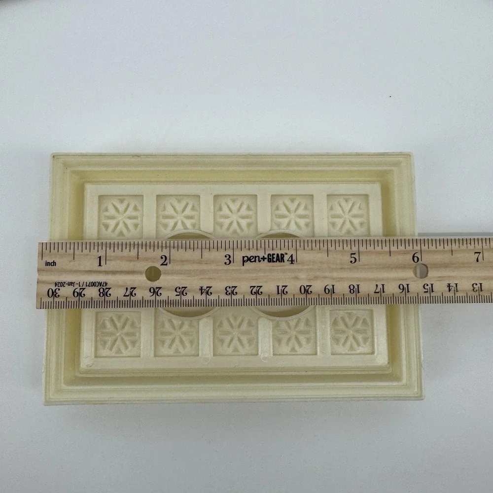 Vintage 70's Decorator Outlet Plate Ivory Floral Raised 2 Gang Hong Kong Retro
